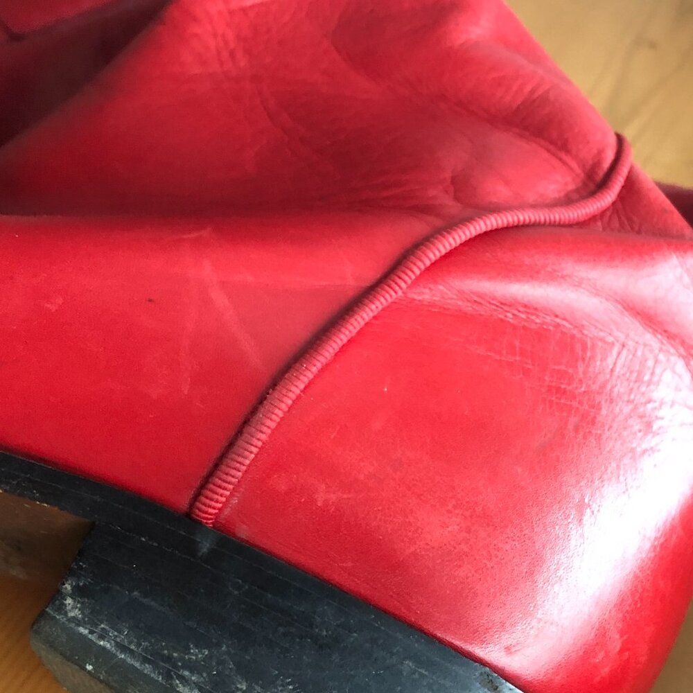 Vintage Arnold Churgin Red Leather Boots - Calf High Boots - Fits like US 8 - Picture 14 of 14